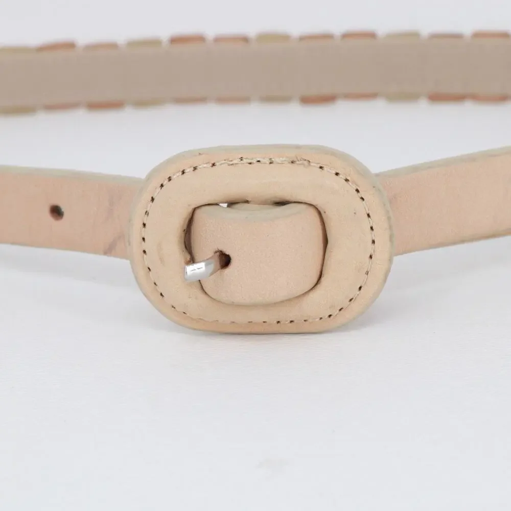 Vtg Leather Belt Women Small Blush Sage Nude Suede Colorblock Buckle Skinny